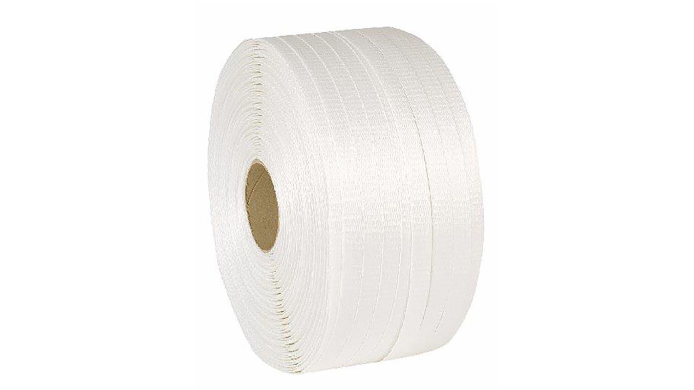 RS PRO White Strapping, 1100m Length, 15mm Width, 412kg Breaking Strain