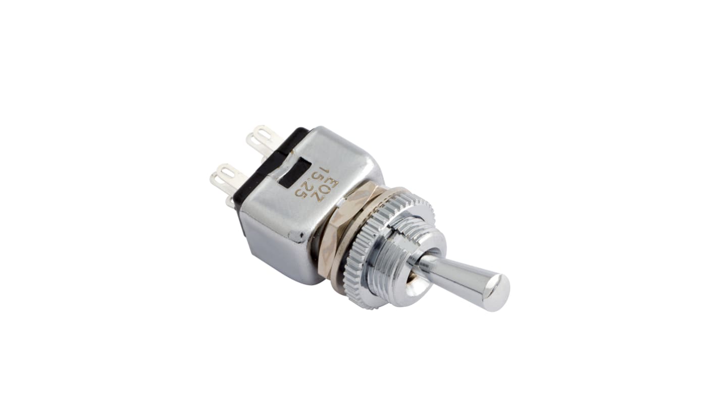 EOZ 钮子开关, 双刀双掷, 开-开操作, 1.5 A @ 250 V 交流，4.5A @ 12 V 直流, 面板安装, 焊接端子, 面板切口10.2 (Dia.)mm, IP65, IP67