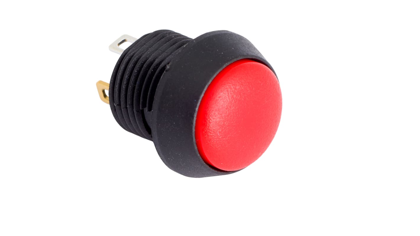 EOZ Illuminated Push Button Switch, Momentary, Panel Mount, 12mm Cutout, SPST, Red LED, 5V, IP67