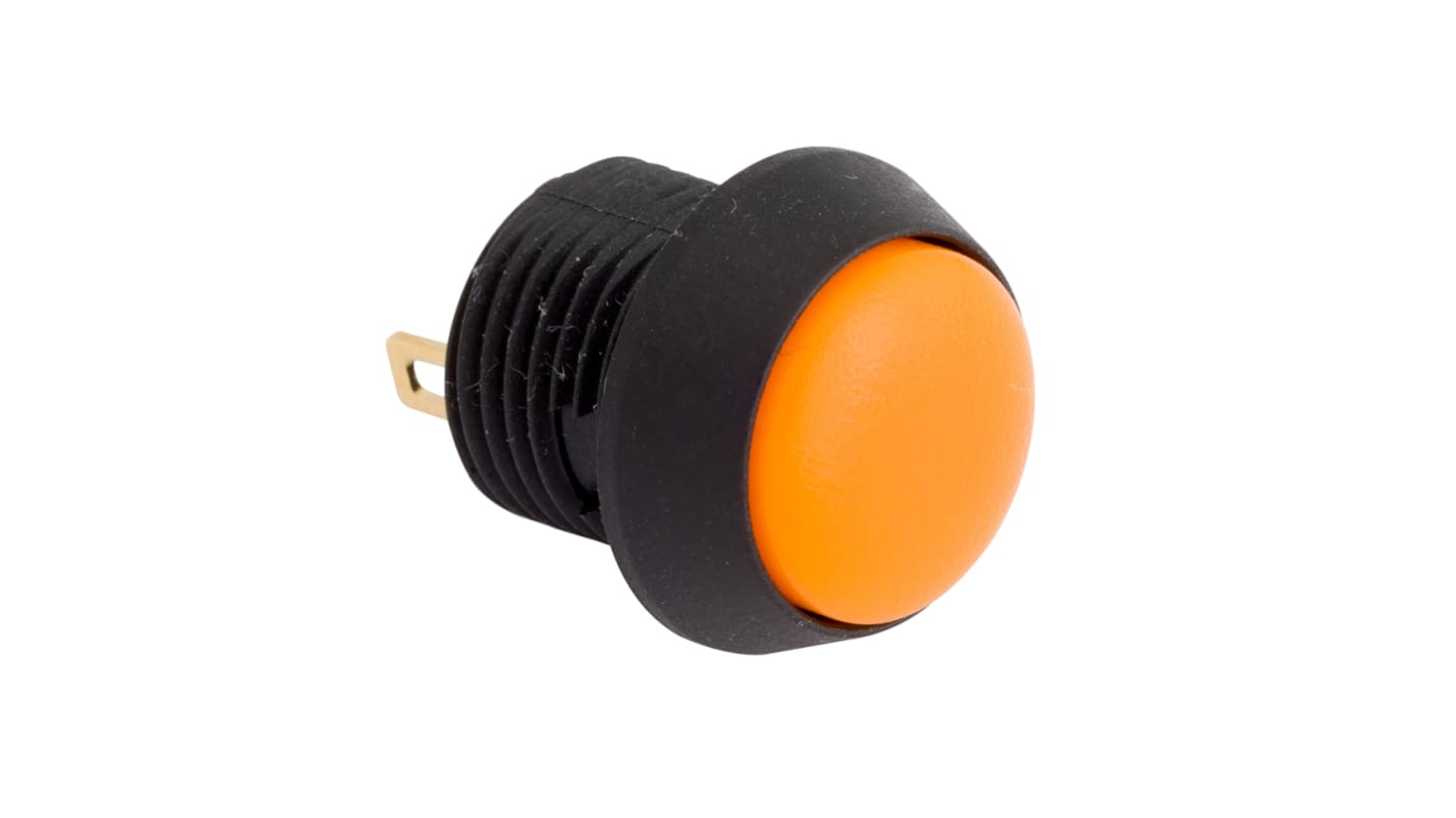 EOZ Illuminated Push Button Switch, Momentary, Panel Mount, 12mm Cutout, SPST, Orange LED, 5V, IP67