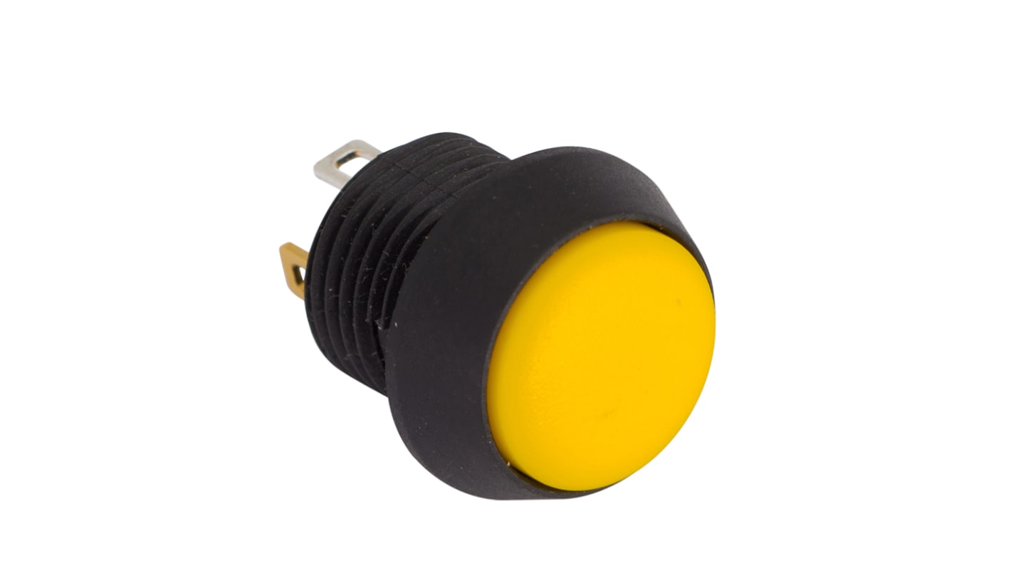 EOZ Illuminated Push Button Switch, Momentary, Panel Mount, 13.5mm Cutout, SPST, Yellow LED, 5V, IP67