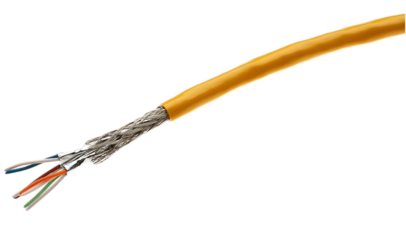 Cable Ethernet Cat6a STP HARTING de color Amarillo, long. 50m, funda de Poliuretano (PUR), Pirorretardante