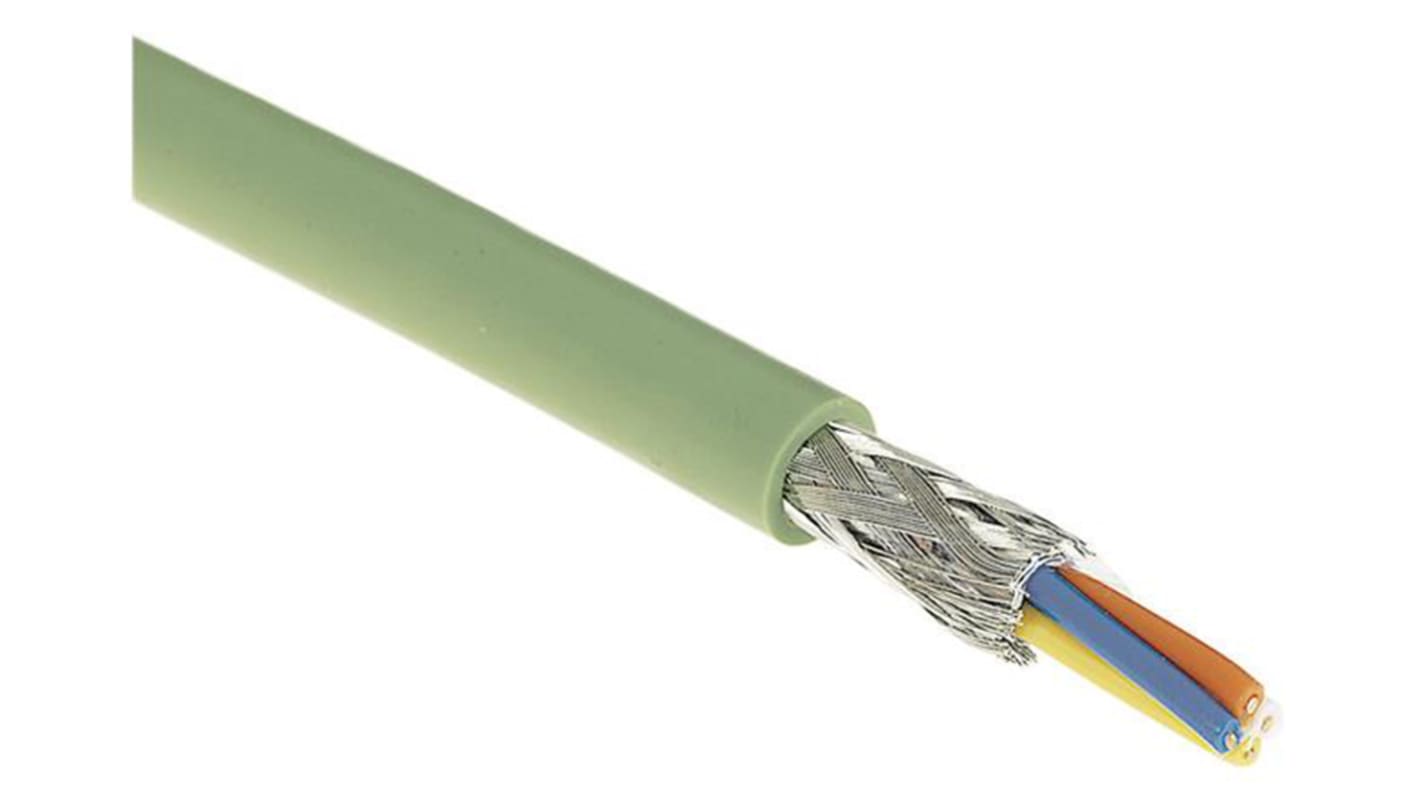 Cable Ethernet Cat5 SF/UTP HARTING de color Verde, long. 20m, funda de Poliuretano (PUR), Pirorretardante, Libre de