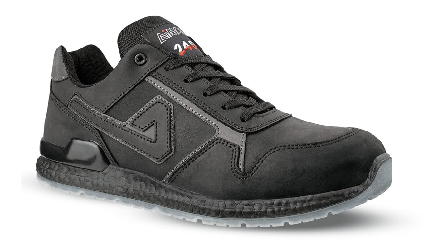 AIMONT 24 BIT Unisex Black, Grey Aluminium  Toe Capped Safety Trainers, UK 2, EU 35