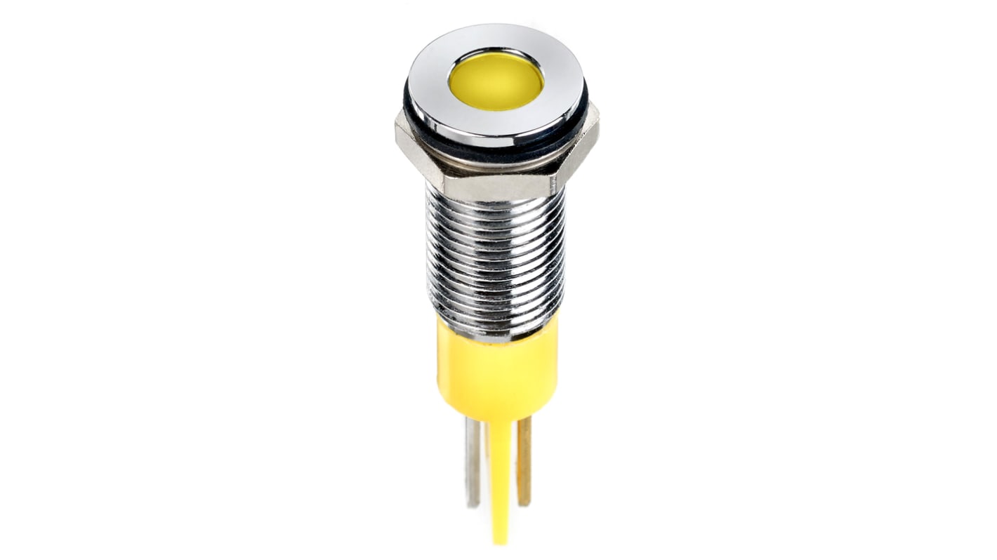 Voyant LED lumineux  Jaune RS PRO, dia. 8mm, 24V c.c., IP67