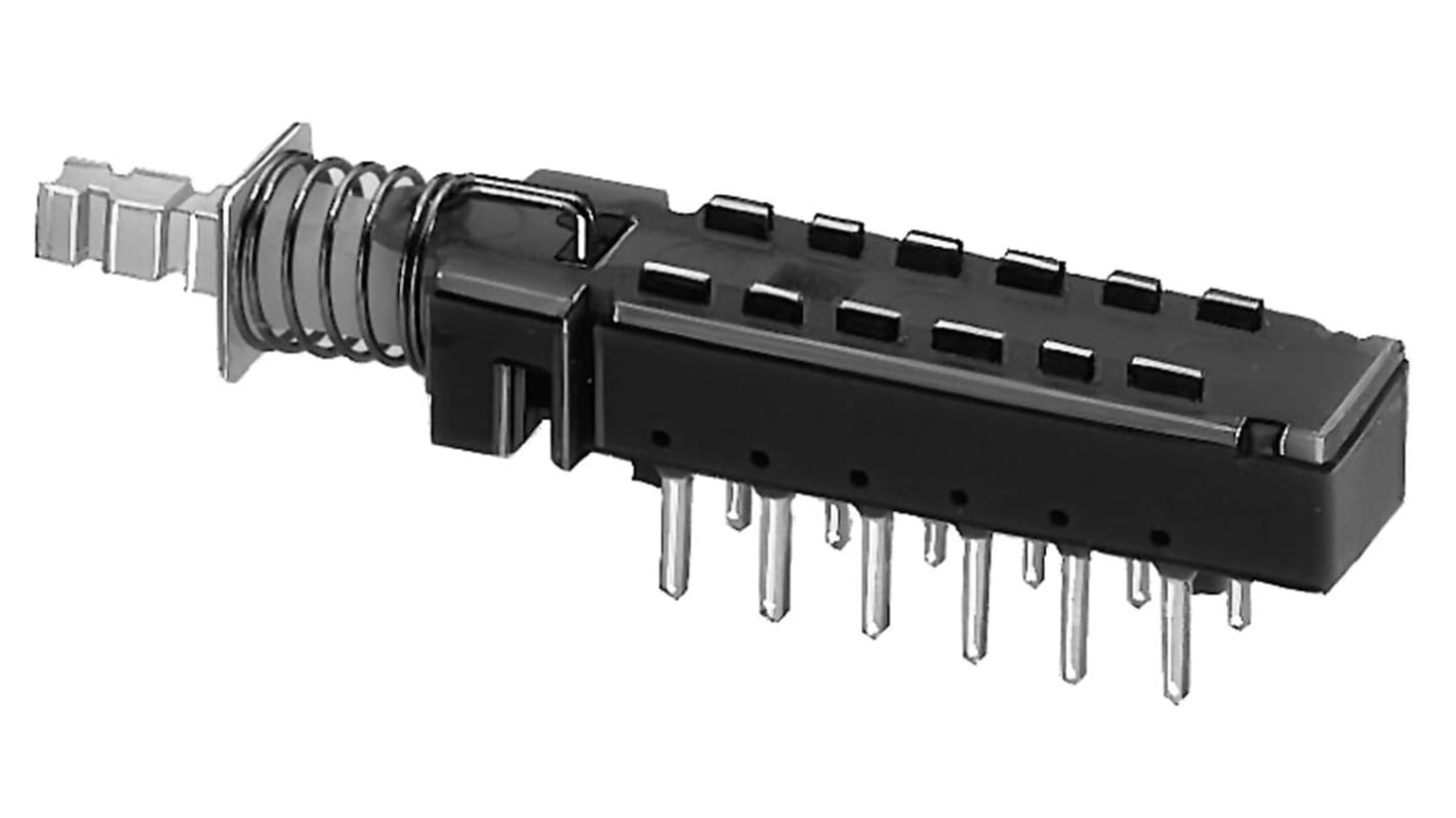 KNITTER-SWITCH Miniature Push Button Switch, Latching, PCB, DPDT