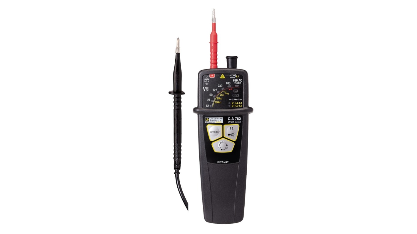 Chauvin Arnoux CA 762, LED Voltage tester, 690 V ac, 750V dc, Continuity Check, Battery Powered, CAT IV