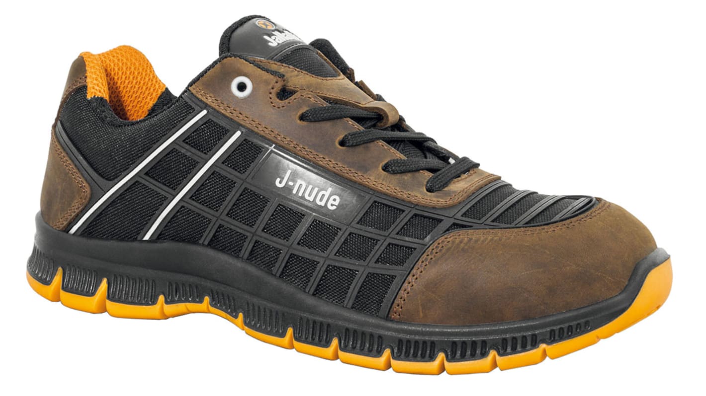 Jalatte Unisex Sicherheitshalbschuhe Schwarz/Braun, mit Zehen-Schutzkappe EN 20345 S3, Größe 40 / UK 6,5