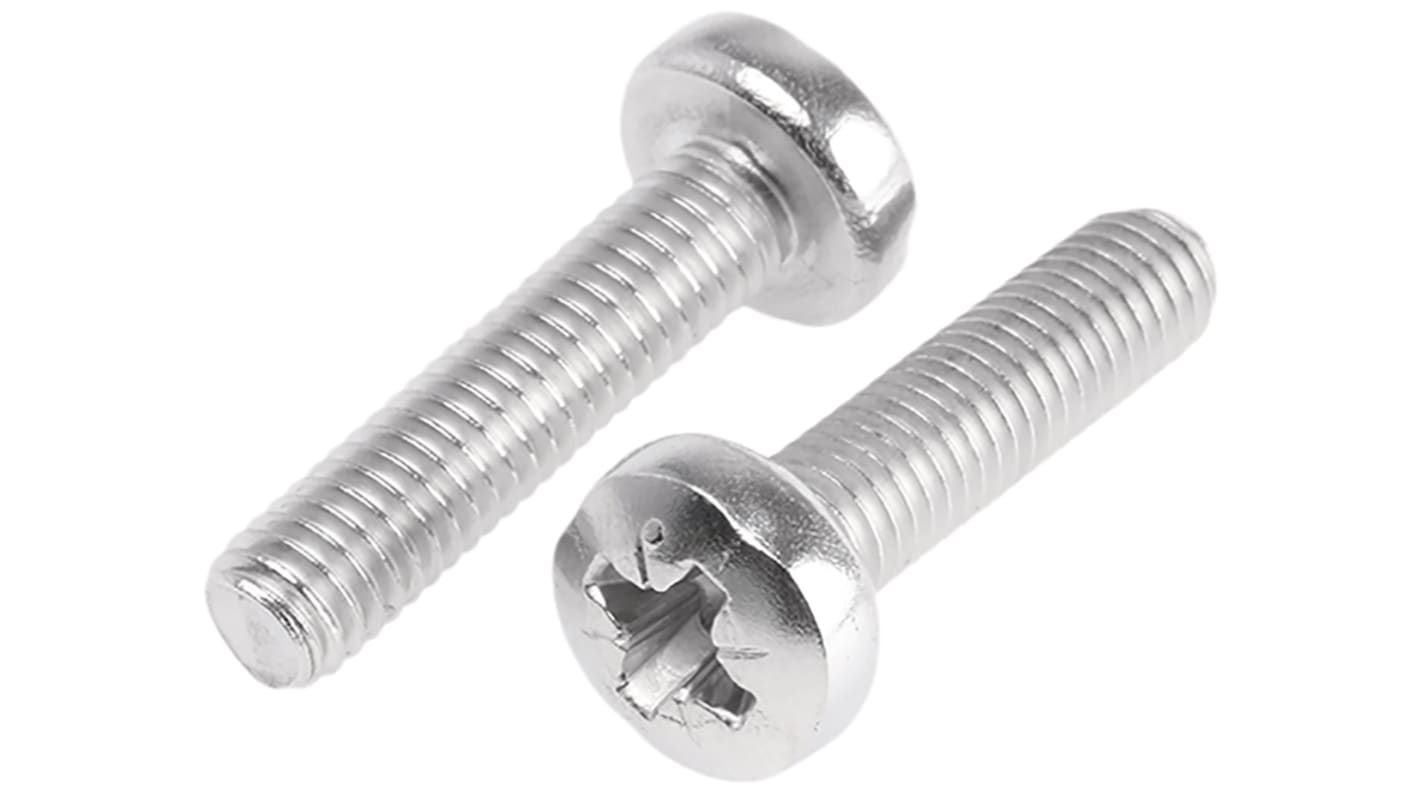 RS PRO Pozi Pan A2 304 Stainless Steel Machine Screws DIN 7985 x 50.0mm