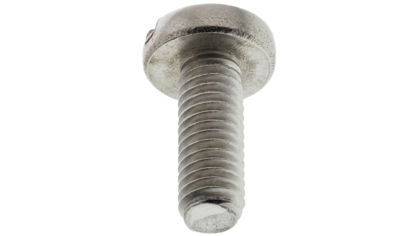 RS PRO Slot Pan A2 304 Stainless Steel Machine Screws DIN 85, M4x8.0mm