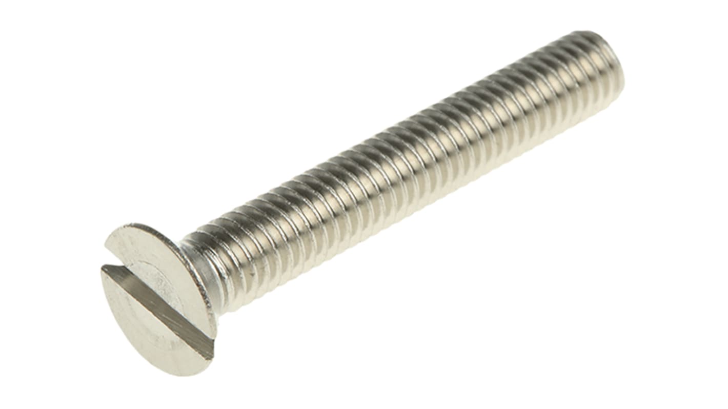 RS PRO Slot Countersunk A4 316 Stainless Steel Machine Screws DIN 963, M6x12.0mm