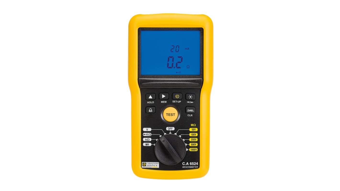 Chauvin Arnoux CA 6524 Insulation & Continuity Tester, 50V Min, 1000V Max, 200GΩ Max, CAT IV