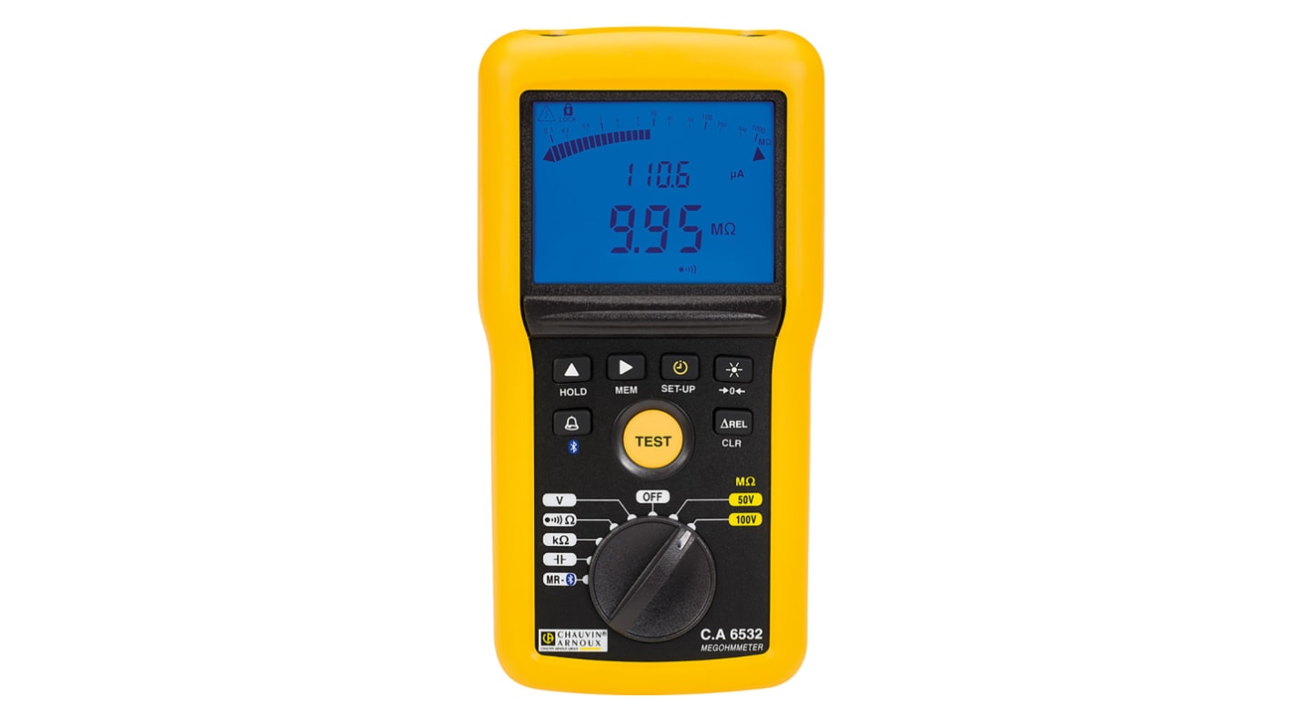 Chauvin Arnoux CA 6532 Insulation & Continuity Tester, 50V Min, 100V Max, 20GΩ Max, CAT IV - RS Calibration