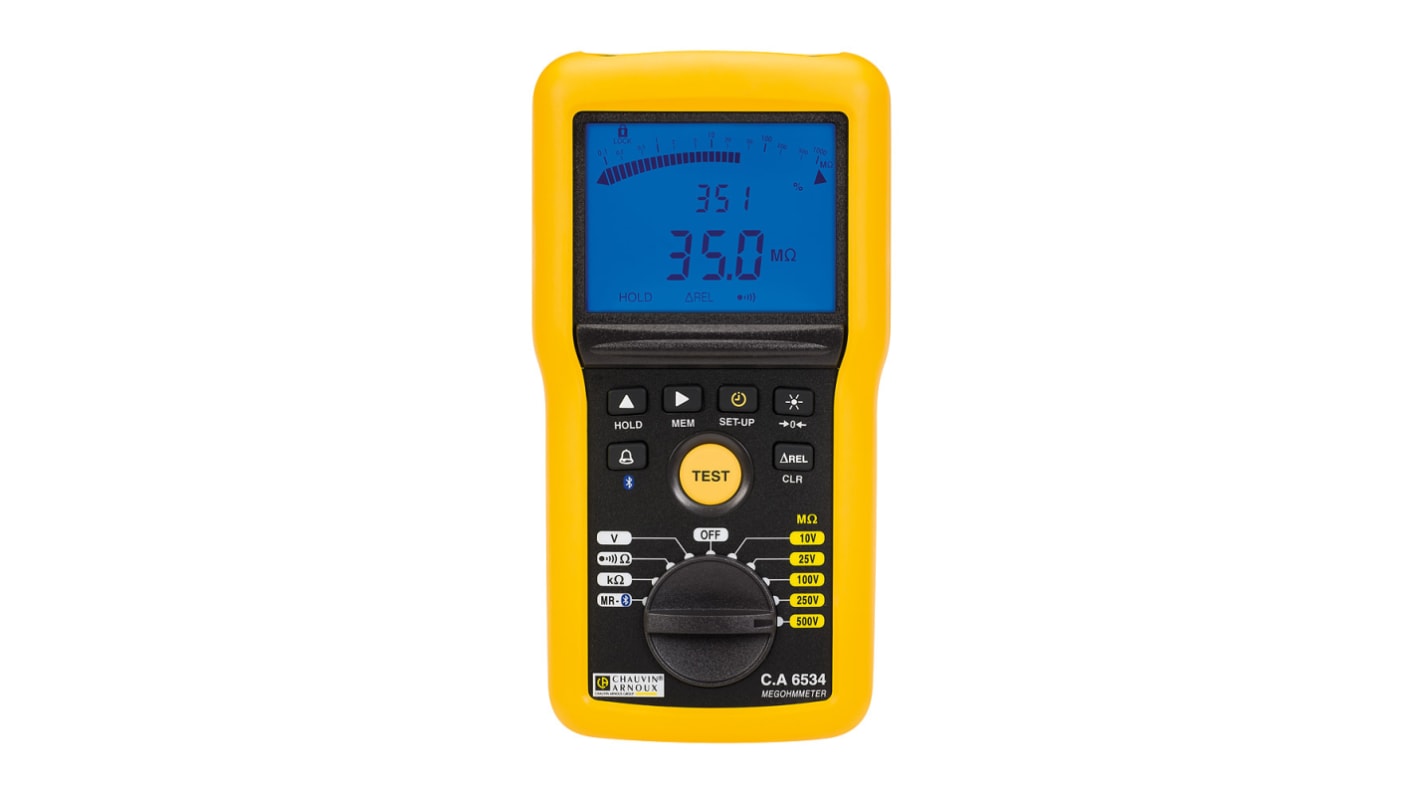 Chauvin Arnoux CA 6534 Insulation & Continuity Tester, 10V Min, 500V Max, 50GΩ Max, CAT IV - UKAS Calibration