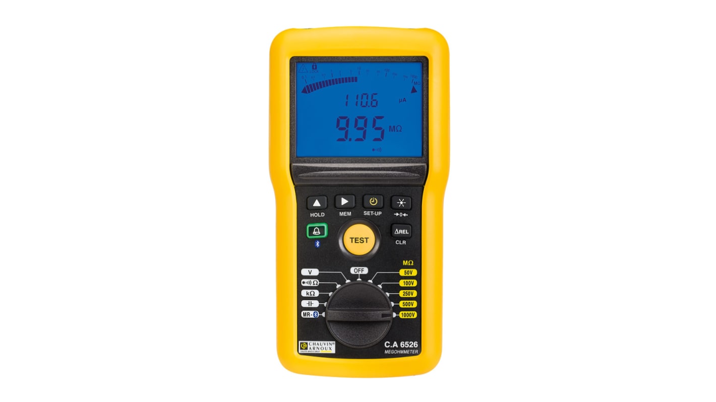 Chauvin Arnoux CA 6526 Insulation & Continuity Tester, 50V Min, 1000V Max, 200GΩ Max, CAT IV