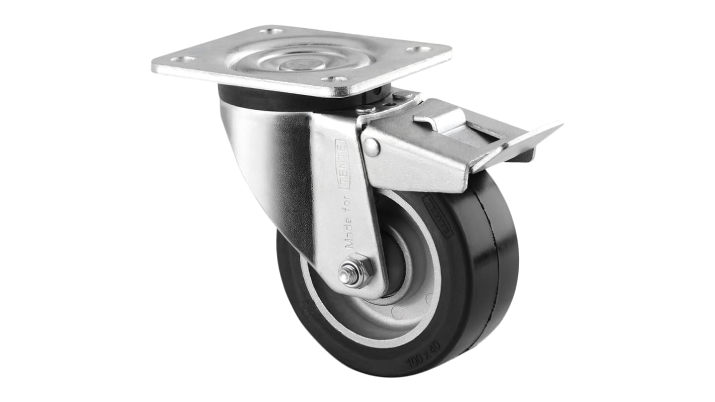 Tente Braked Swivel Castor Wheel, 200kg Capacity, 100mm Wheel