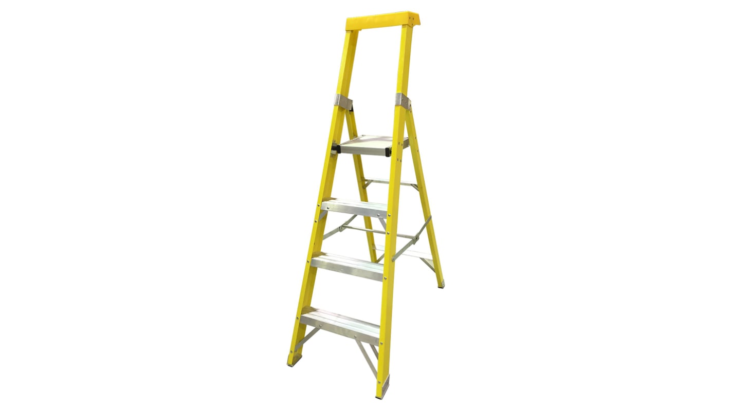 RS PRO Fibreglass 4 steps Step Ladder, 0.94m platform height