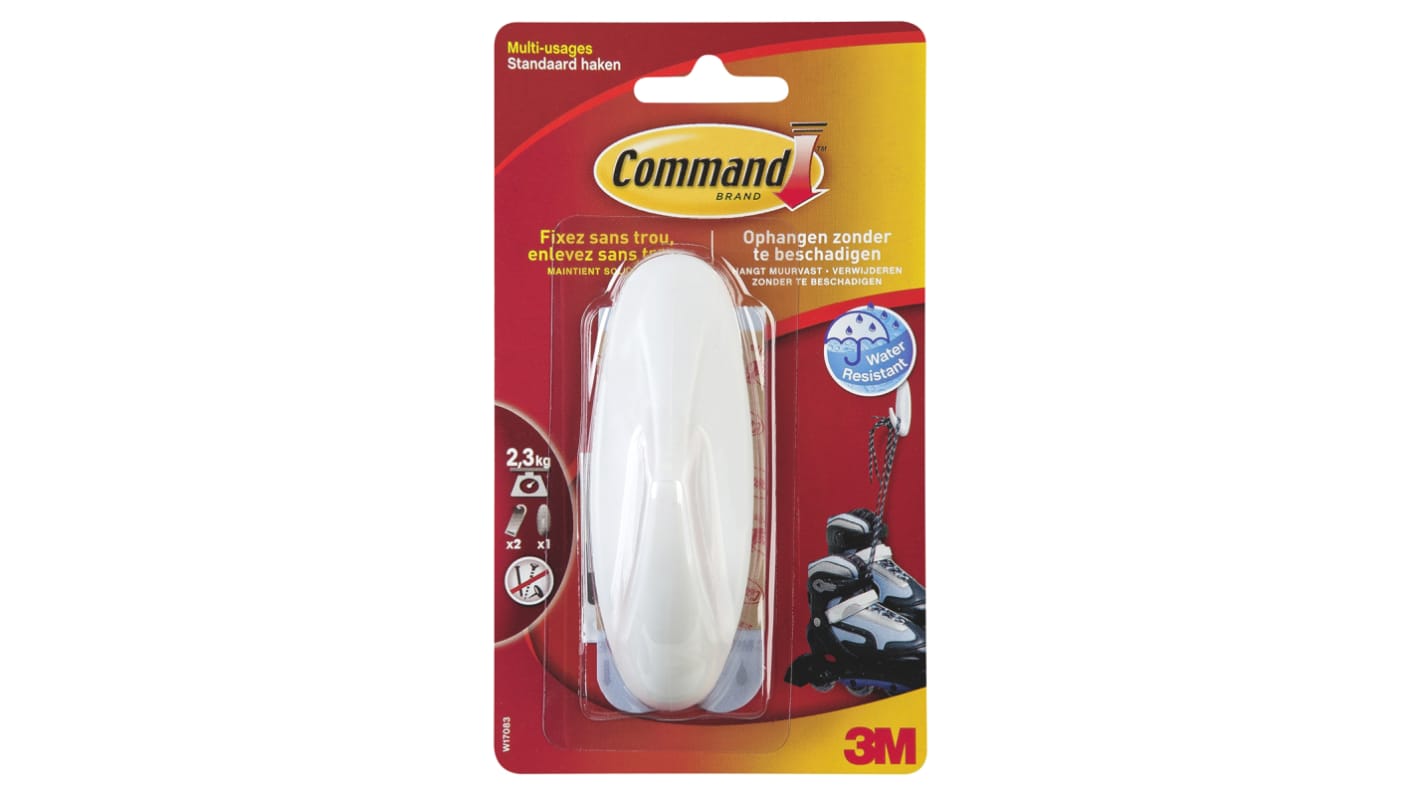3M Large White Adhesive Hook x 1