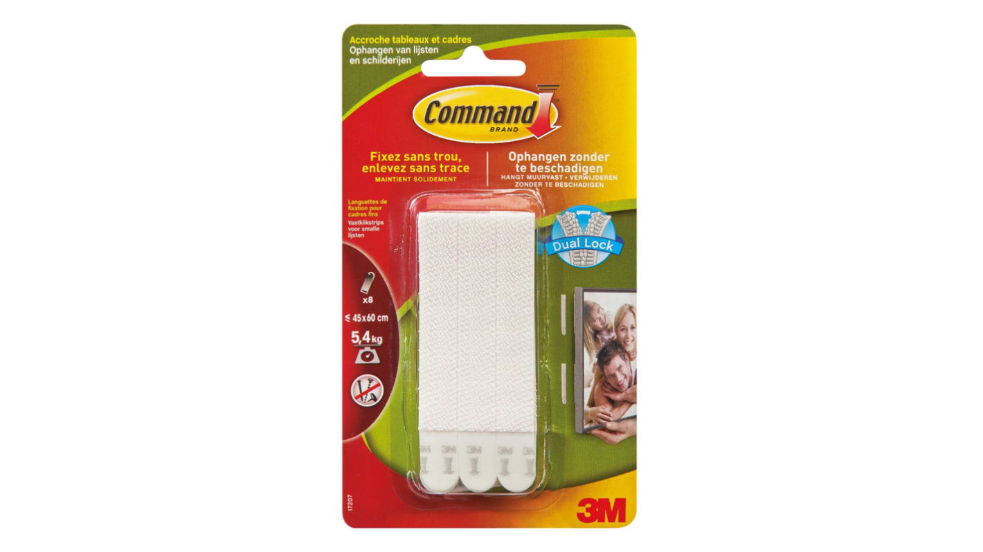 Striscette per quadri bianco 3M, Fissaggio con blocco interno, larghezza 92.7mm, lunghezza 6.4mm