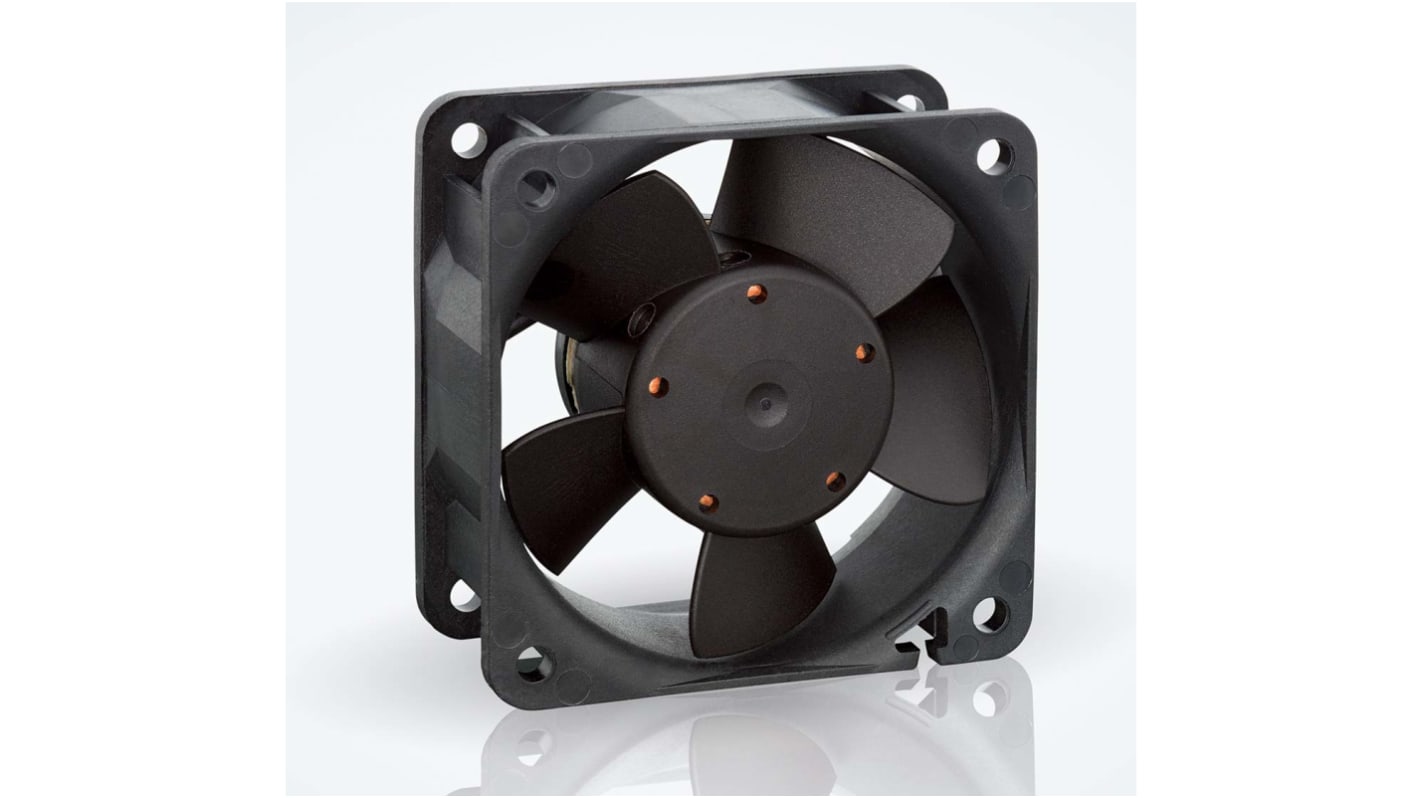 ebm-papst 600 N Series Axial Fan, 24 V dc, DC Operation, 56m³/h, 3W, IP68, 60 x 60 x 25mm