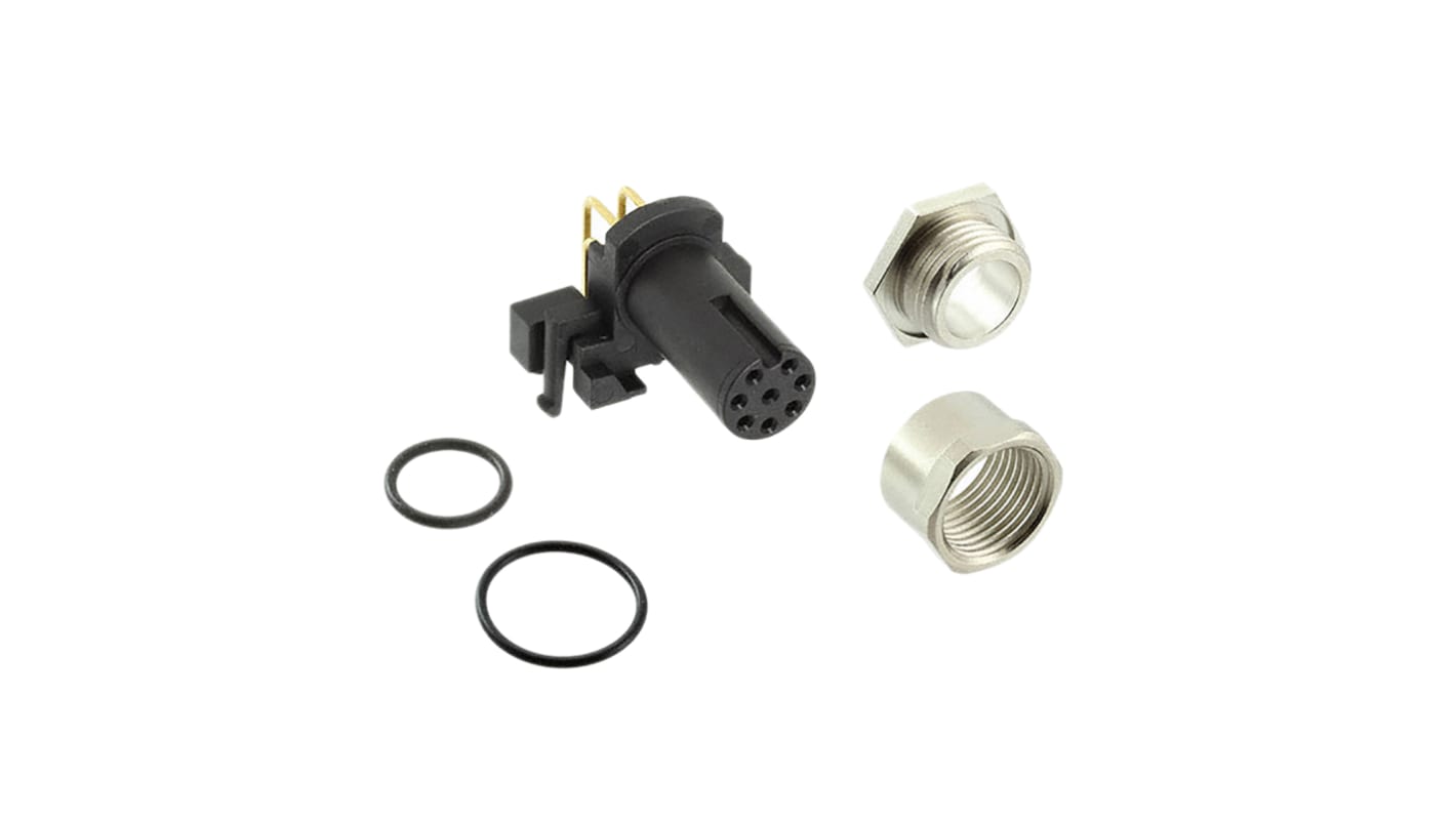 TE Connectivity Circular Connector, 8 Contacts, PCB Mount, M12 Connector, Socket, Female, IP68, M12 Series