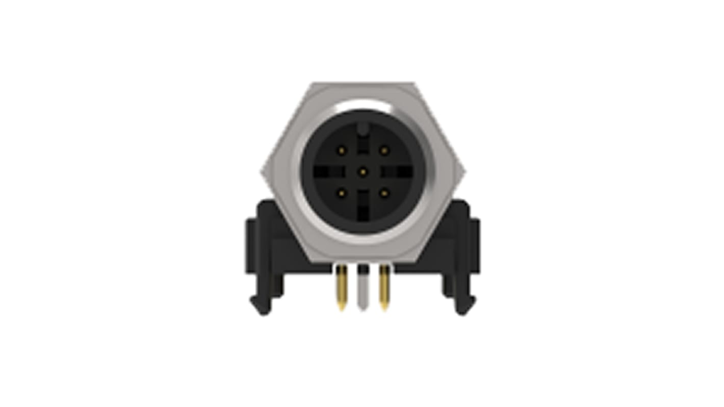 TE Connectivity Circular Connector, 5 Contacts, PCB Mount, Plug, Male, IP68, M12 Series
