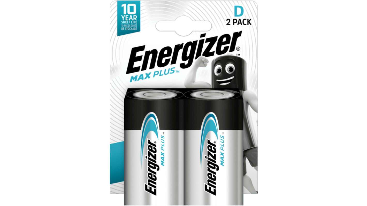 Energizer Energizer MAX PLUS 1.5V Alkaline, Zinc Manganese Dioxide D Batteries