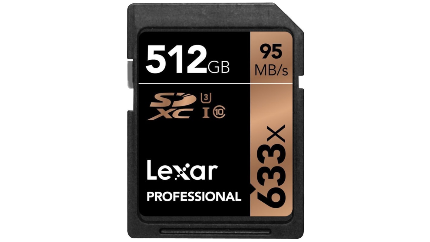 Lexar 512 GB SDXC卡, SLC, Class 10, UHS-1 U3, 633x, Professional系列