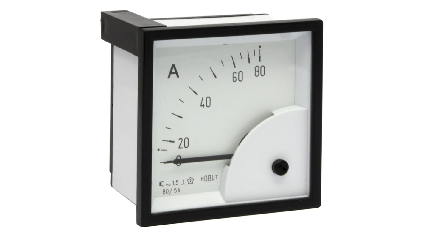 HOBUT D72SD Analogue Panel Ammeter 0/80A For 80/5A CT AC, 72mm x 72mm Moving Iron