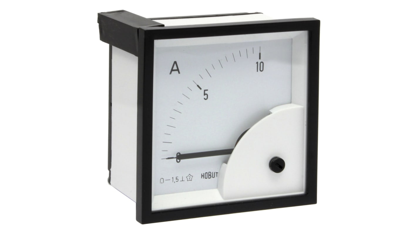 HOBUT D72MC Analogue Panel Ammeter 0/10A For Shunt 75mV DC, 72mm x 72mm Moving Coil
