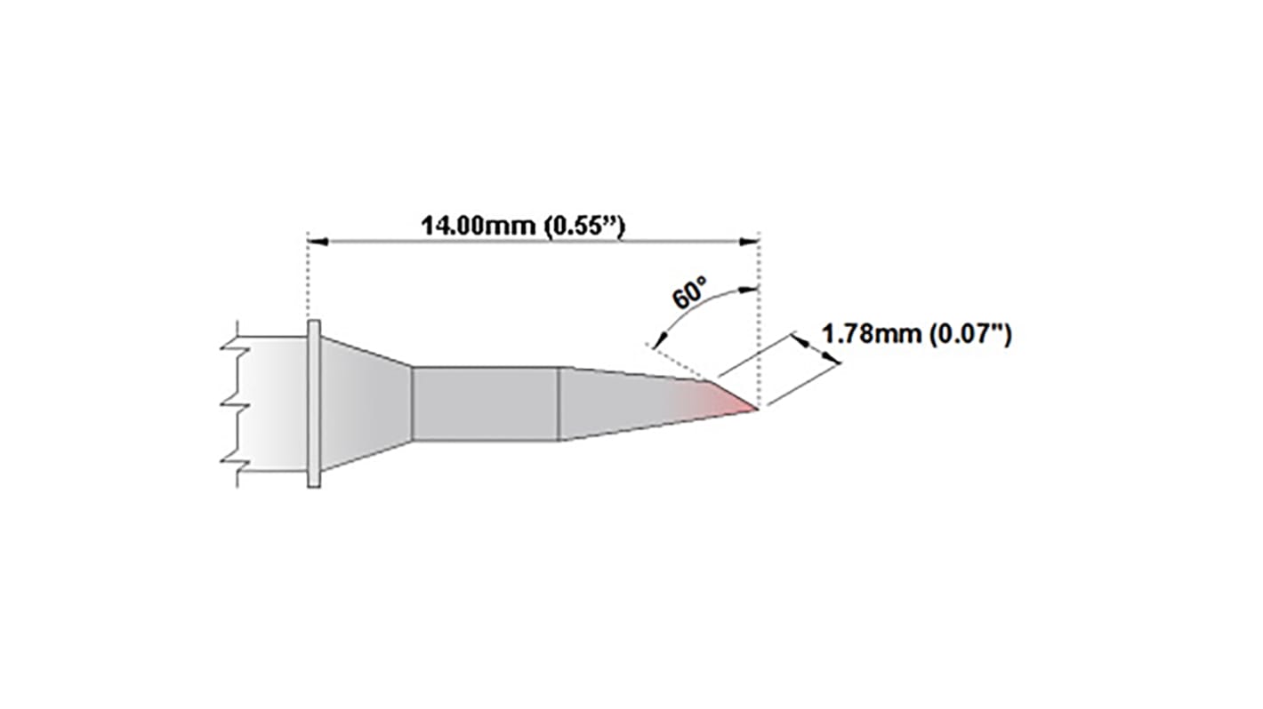 Thermaltronics 1.78 mm Bevel Soldering Iron Tip