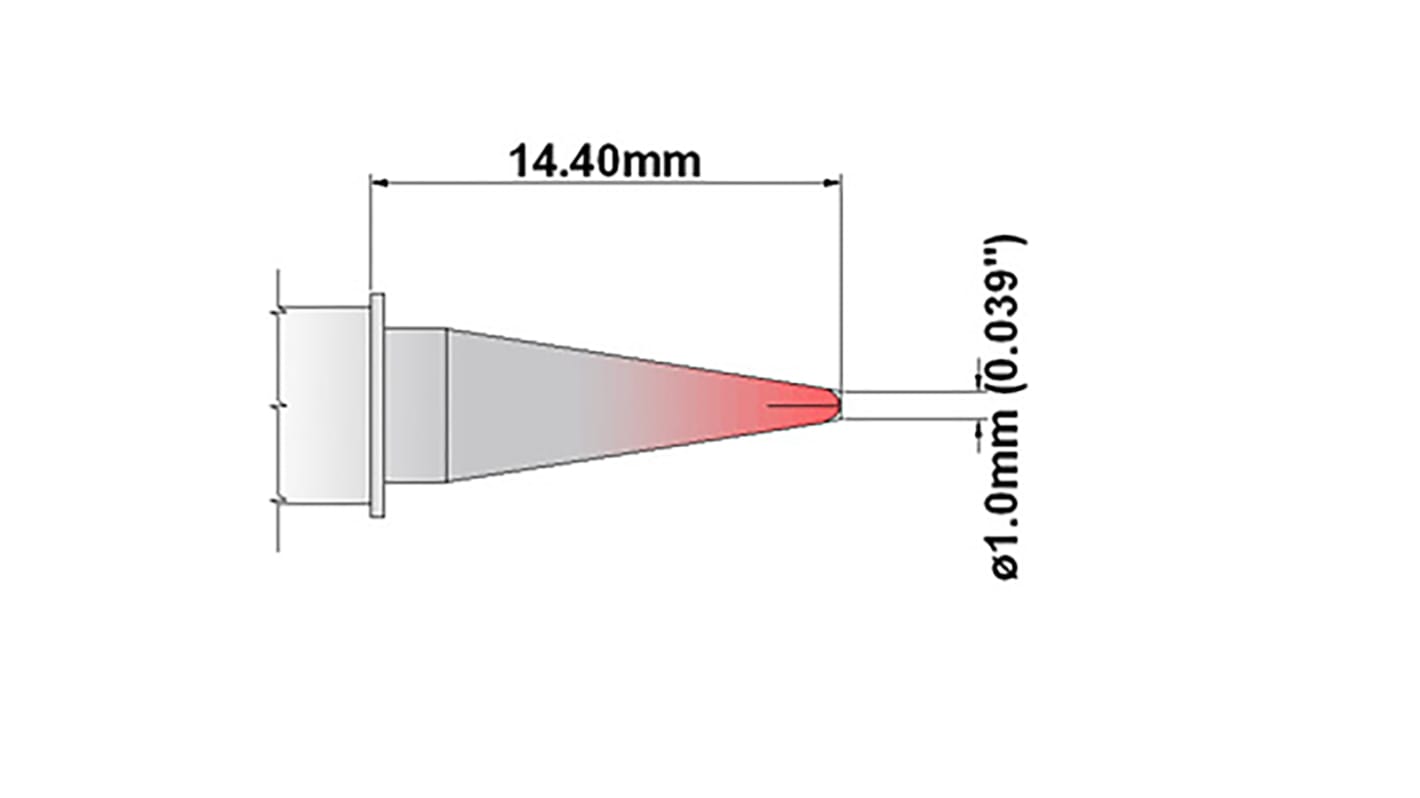 Punta saldatore Thermaltronics, serie S, 1 mm, forma: Affilatura conica