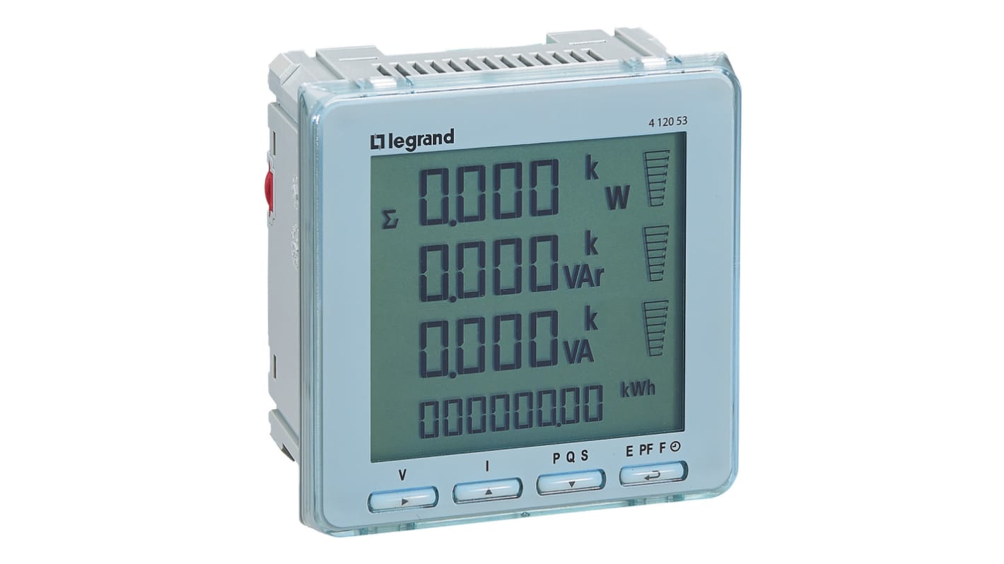 Medidor de energía Legrand serie EMDX3, display LCD, dim. 92mm x 92mm