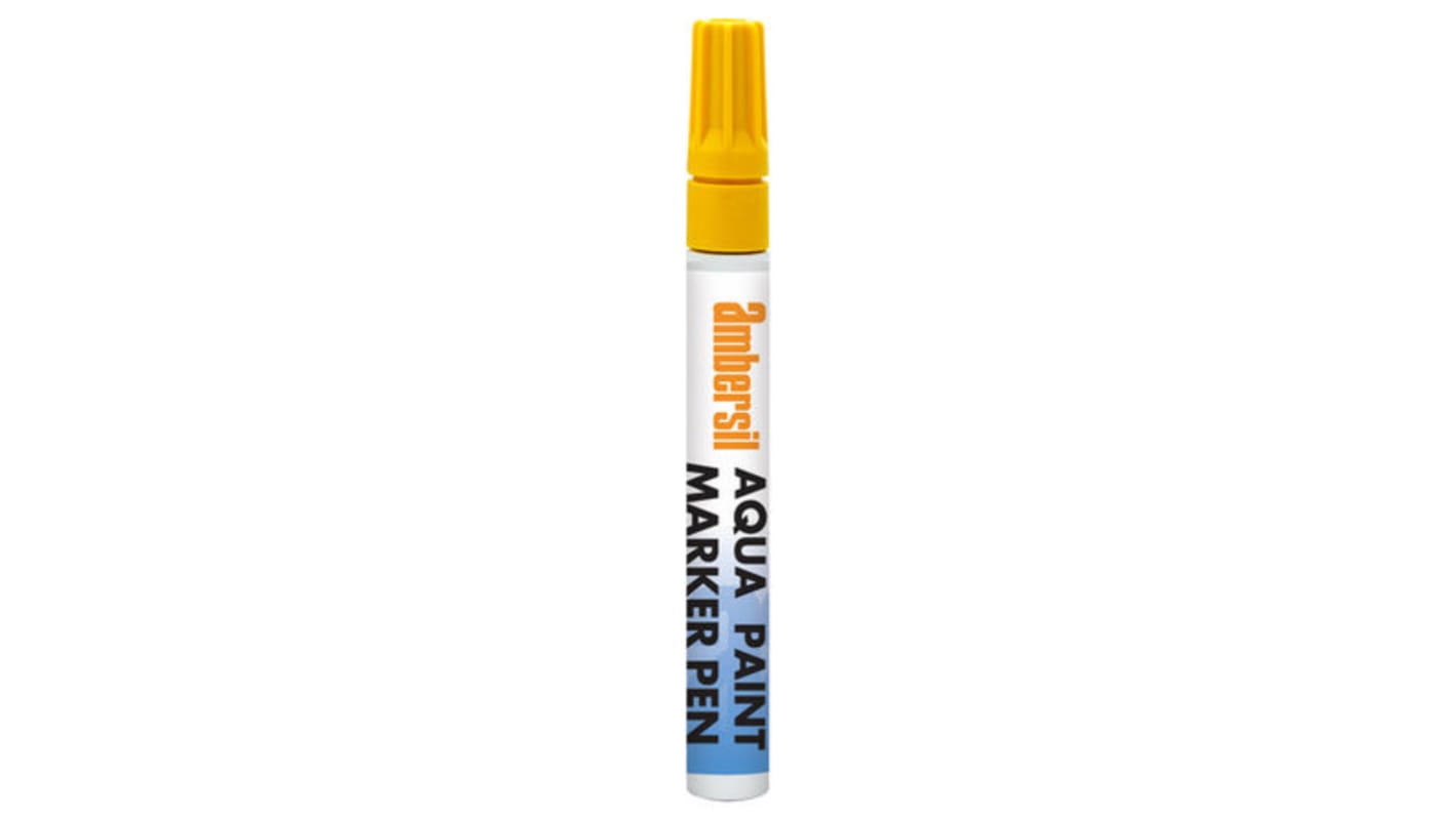 Ambersil Yellow 4.5mm Medium Tip Paint Marker Pen for use with Glass, Metal, Plastic