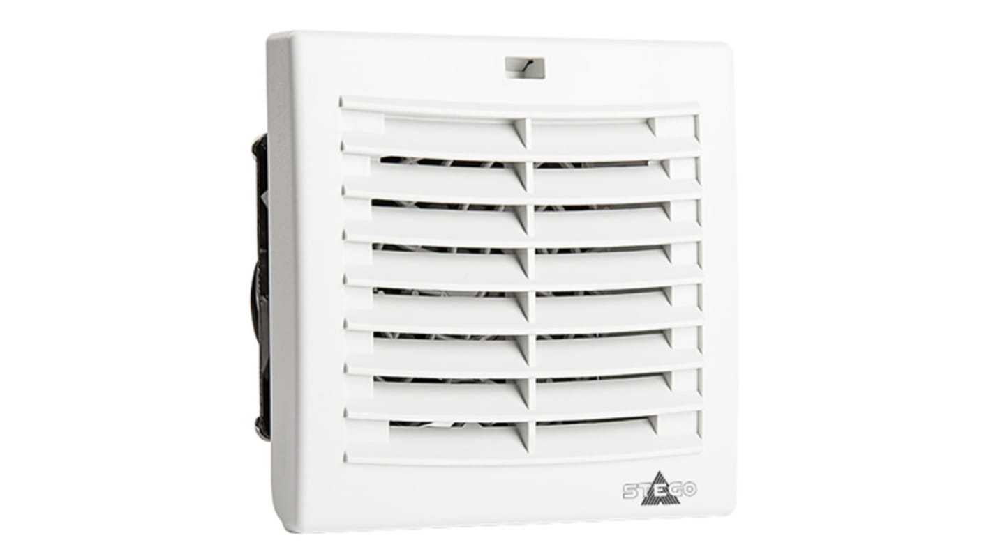 Ventilador con filtro STEGO de 120 x 120mm, alim. 230 V ac, 12W, caudal filtrado 15m³/h, 38dB(A), IP54