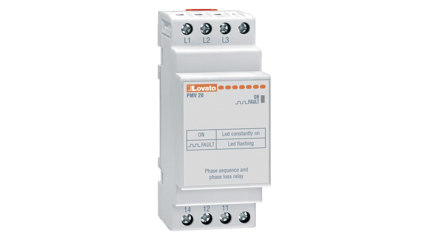 Lovato Voltage Monitoring Relay, 3 Phase, SPDT, Maximum of 400V ac, DIN Rail