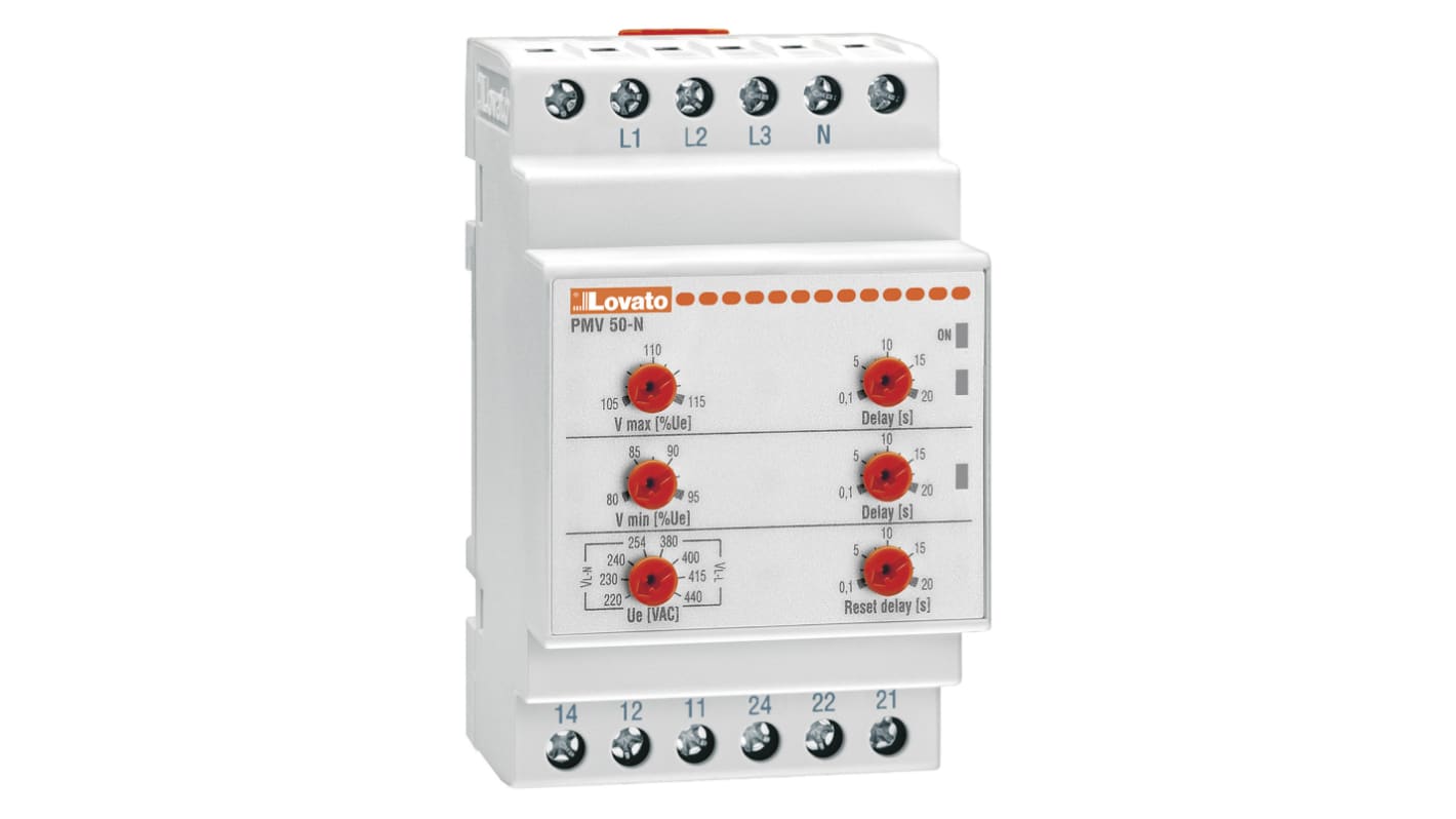 Lovato Voltage Monitoring Relay, 3 Phase, SPDT, 208 → 240V ac, DIN Rail