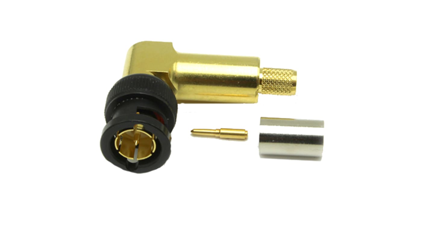 COAX Connectors, Plug Cable Mount BNC Connector, 75Ω, Crimp Termination, Right Angle Body