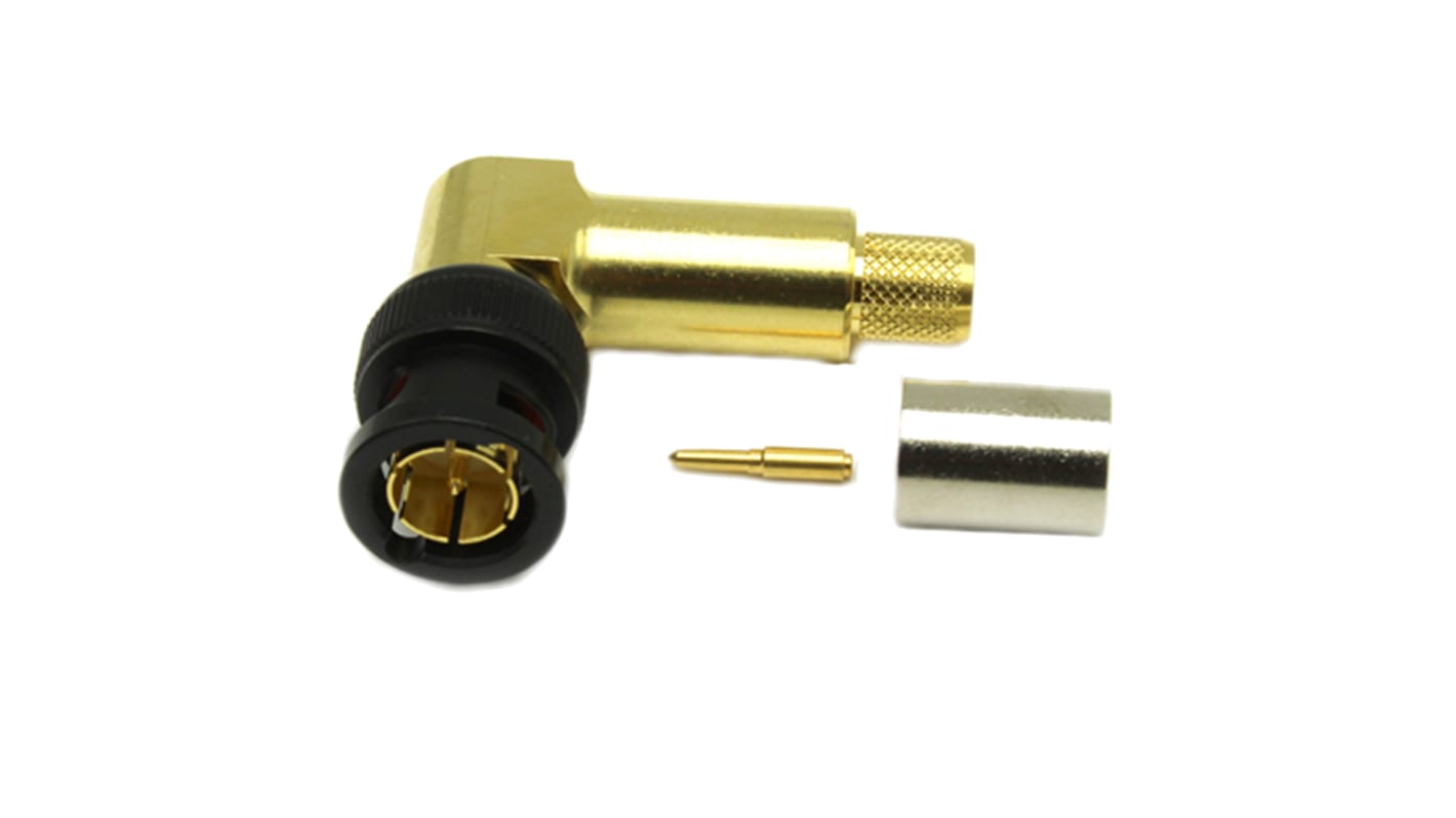 COAX Connectors, Plug Cable Mount BNC Connector, 75Ω, Crimp Termination, Right Angle Body