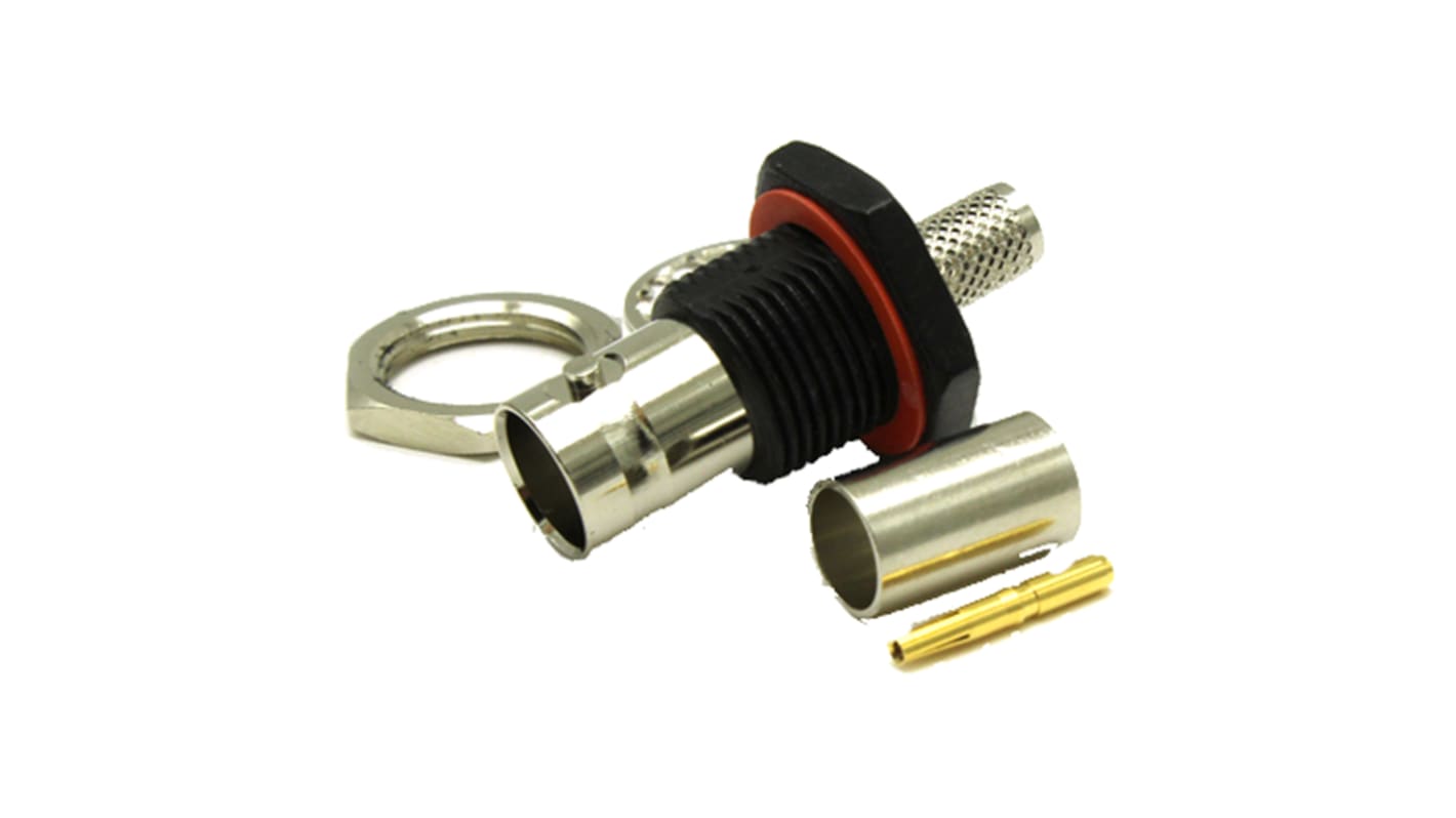 COAX Connectors, Jack Panel Mount BNC Connector, 75Ω, Crimp Termination, Straight Body