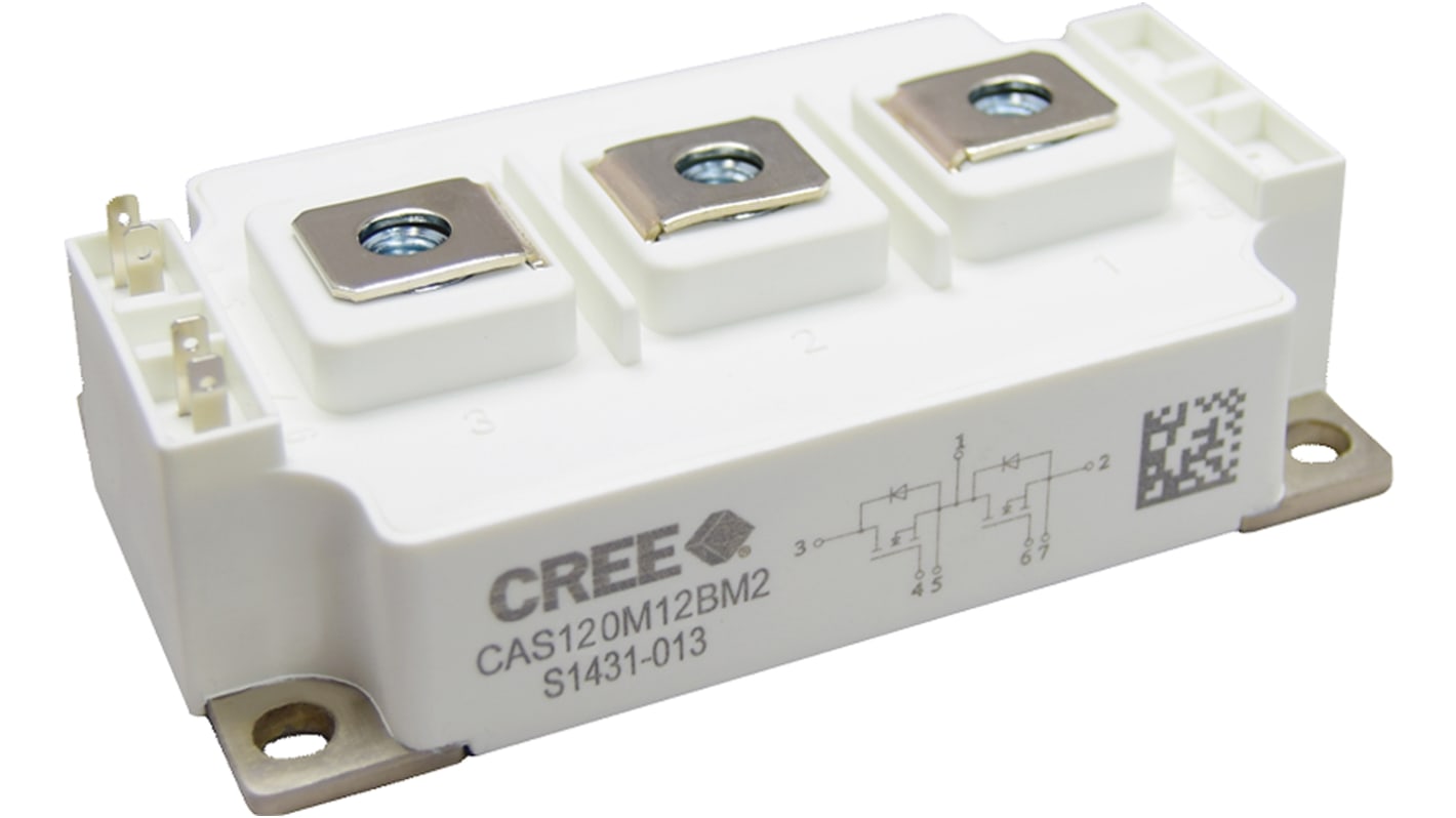 Dual SiC N-Channel MOSFET, 193 A, 1200 V, 7-Pin Half Bridge Wolfspeed CAS120M12BM2