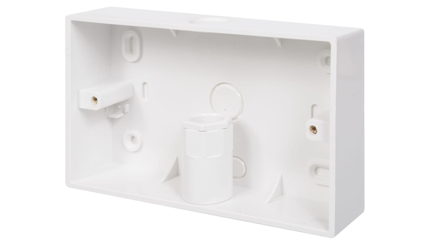 RS PRO White PVC Back Box, BS, 2 Gangs