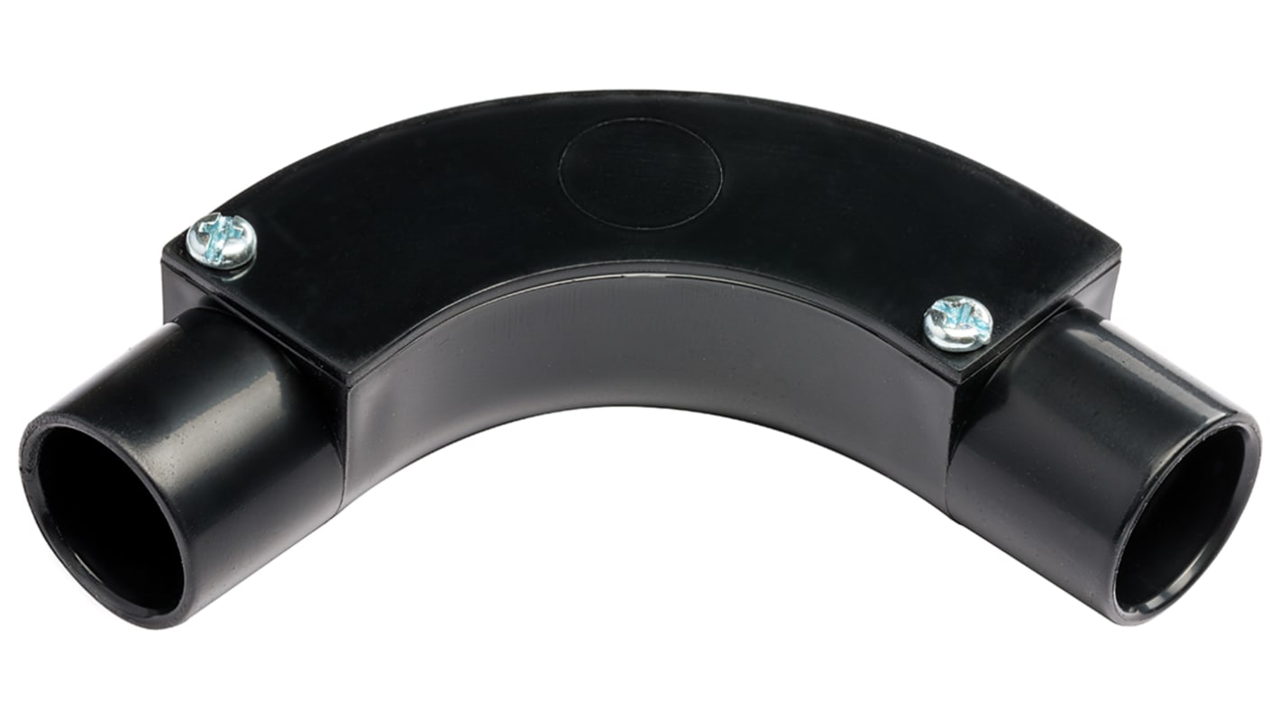 RS PRO Inspection Bend, Conduit Fitting, (Dia) 25mm Nominal Size, PVC, Black