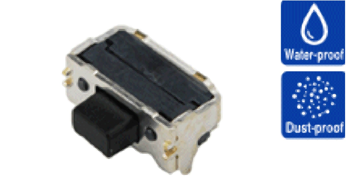 Alps Alpine IP67 Black Button Tactile Switch, SPST 50 mA 0.95mm Surface Mount
