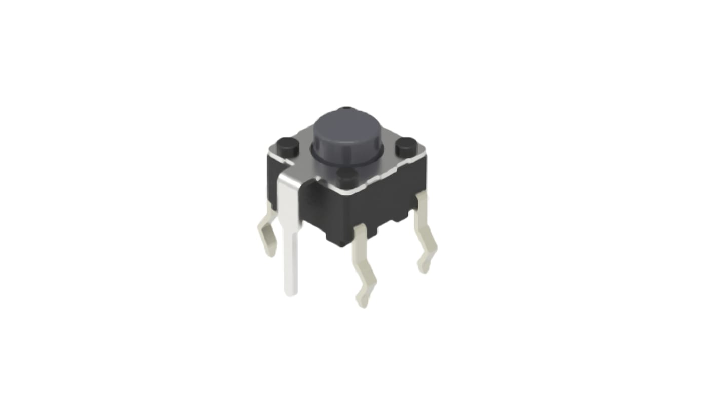 Alps Alpine Grey Cap Tactile Switch, SPST 50 mA 1.4mm Snap-In