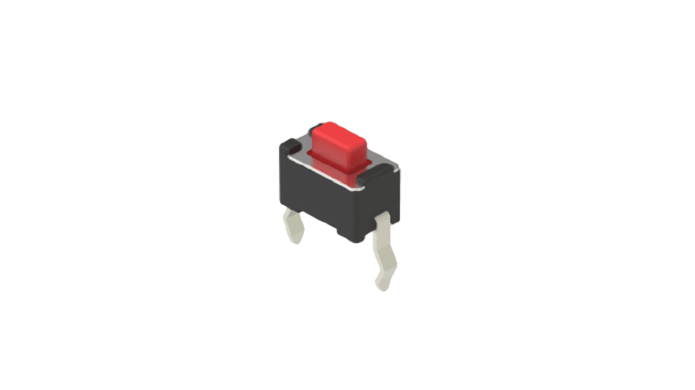 Alps Alpine Red Button Tactile Switch, SPST 50 mA 1.5mm Snap-In