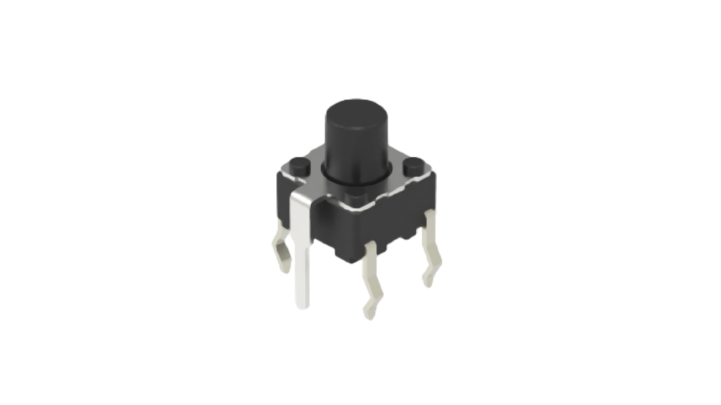 Alps Alpine Black Cap Tactile Switch, SPST 50 mA 3.4mm Snap-In