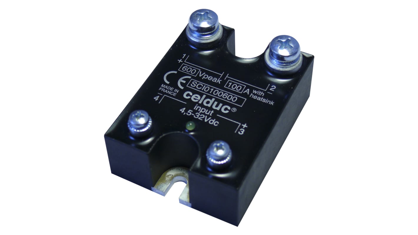 Celduc SCI Series Solid State Relay, 100 A Load, Panel Mount, 600 V dc Load, 32 V dc Control