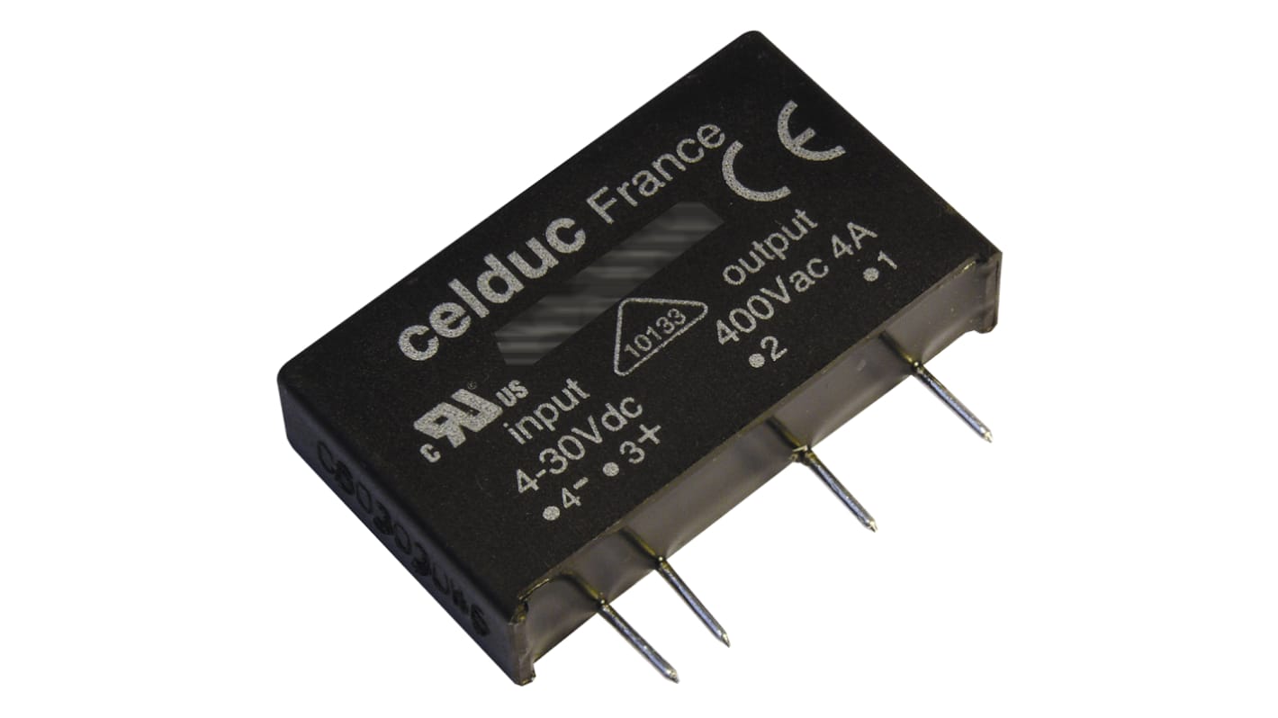 Celduc SK Series Solid State Relay, 5 A Load, PCB Mount, 275 V ac Load, 10 V dc Control