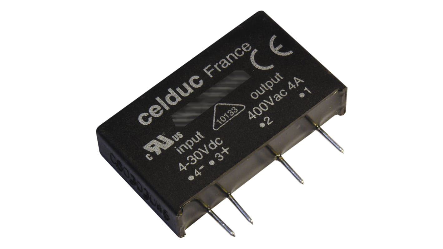 Celduc SK Series Solid State Relay, 5 A Load, PCB Mount, 600 V ac Load, 10 V dc Control